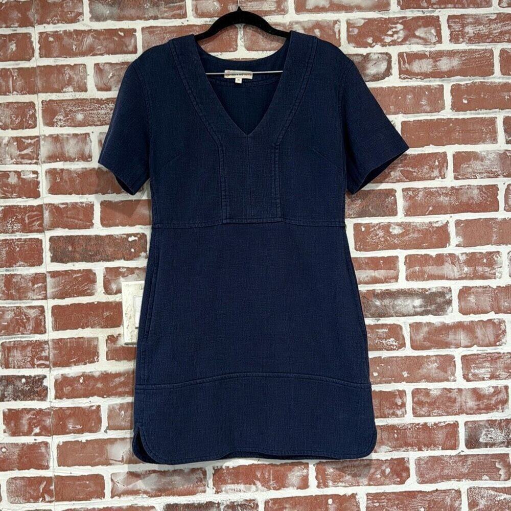 Paul & Joe Sister Blue Textured Shift Dress Pockets Size Small 36